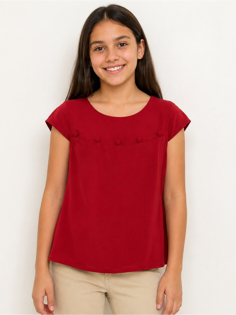 Emporio Armani Girls Top Size 12A 154cm Red Dressy Made Italy Certilogo